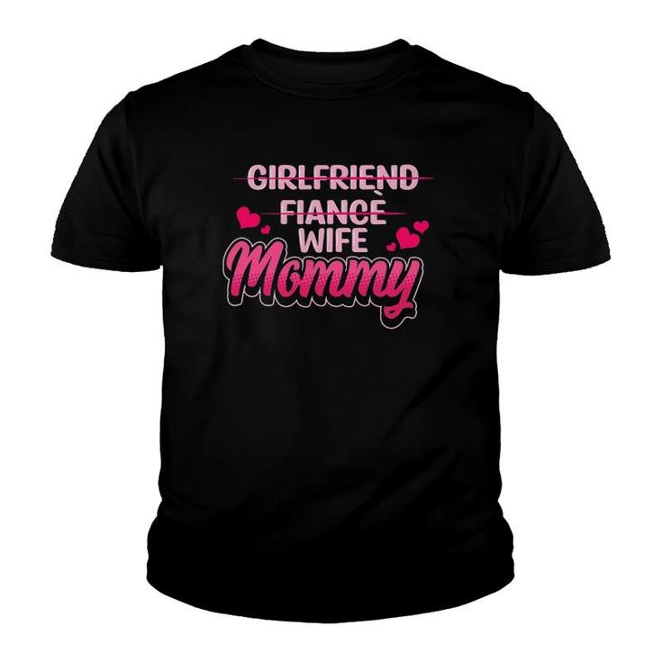 Womens Baby Reveal Girlfriend Fiancé Wife Mommy Promoted Mother Youth T-shirt