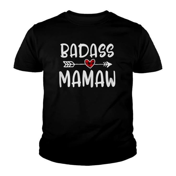 Womens Badass Mamaw Mothers Day Buffalo Plaid Grandmother Grandma Youth T-shirt