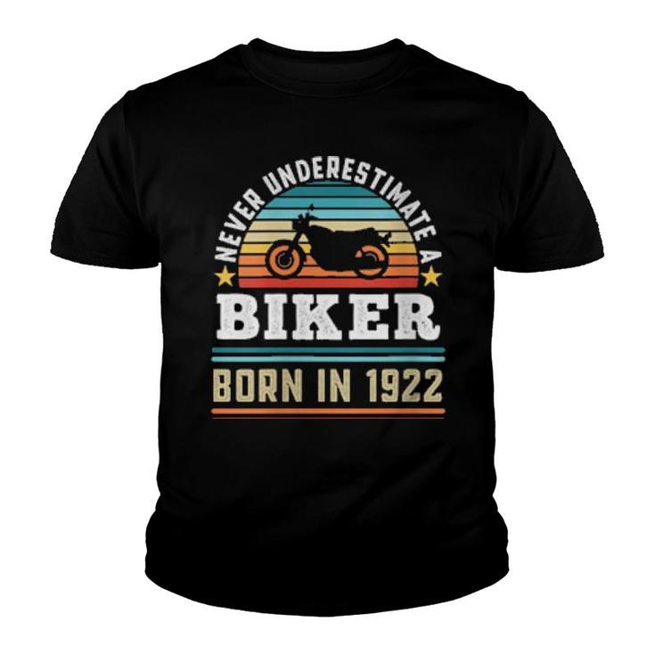 Womens Biker Born 1922 100Th Birthday Motorbike Youth T-shirt
