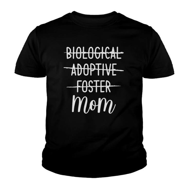Womens Biological Adoptive Foster Mom Mother Adoption Gift V-Neck Youth T-shirt