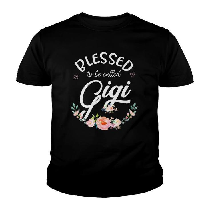 Womens Blessed Gigi Floral Grandma Mother's Day Gift Youth T-shirt