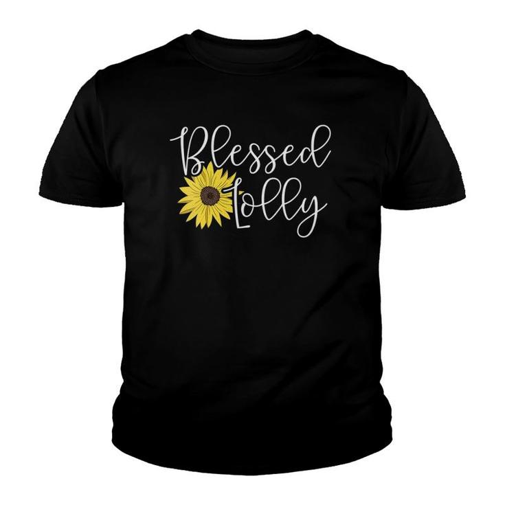 Womens Blessed Lolly For Grandmother Sunflower Youth T-shirt