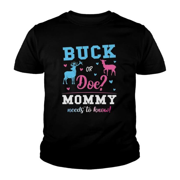 Womens Buck Or Doe Mommy Gender Reveal Pink Or Blue Youth T-shirt