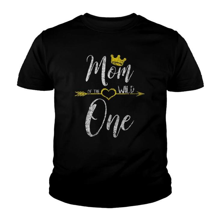 Womens Cute Mother's Day Gift Mom Of The Wild One V-Neck Youth T-shirt