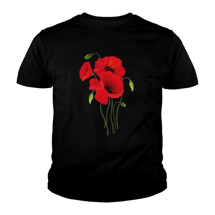 Womens Cute Spring Poppies Memorial Day Spring Flowers Mothers Youth T-shirt