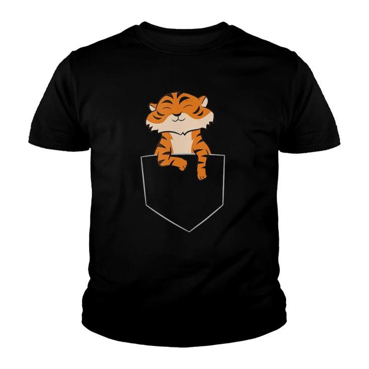 Womens Cute Tiger In Pocket Funny Pocket Tiger  Youth T-shirt