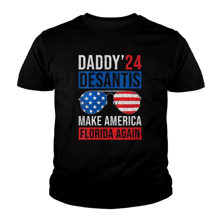 Womens Daddy Desantis 2024 Make America Florida Again V-Neck Youth T-shirt