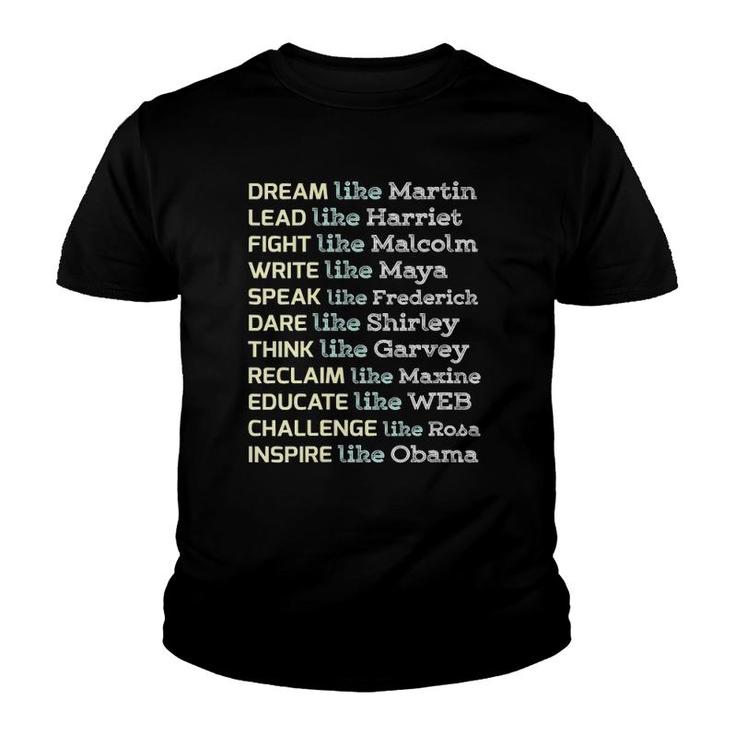 Womens Dream Like Martin Inspirational Black History Influential  Youth T-shirt