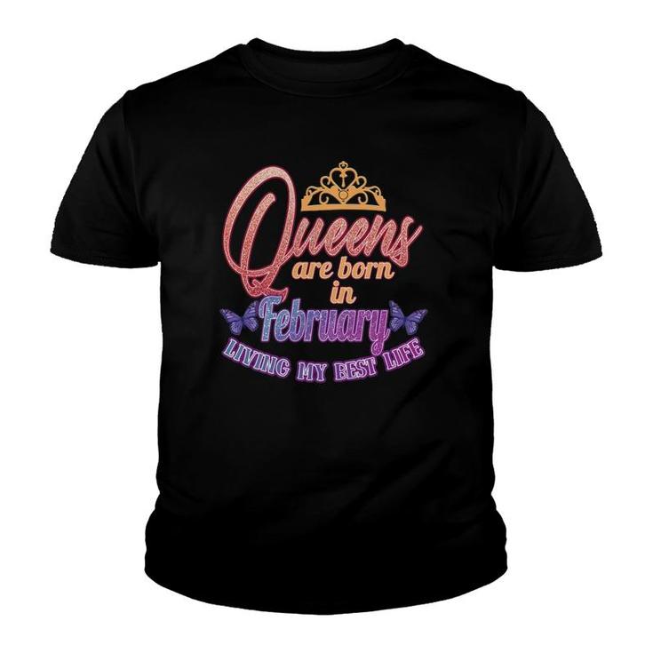 Womens February Birthday For Women Queens February Born Youth T-shirt