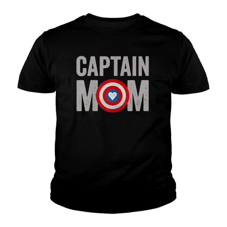 Womens Female Super Captain Mom Superhero Essential Youth T-shirt