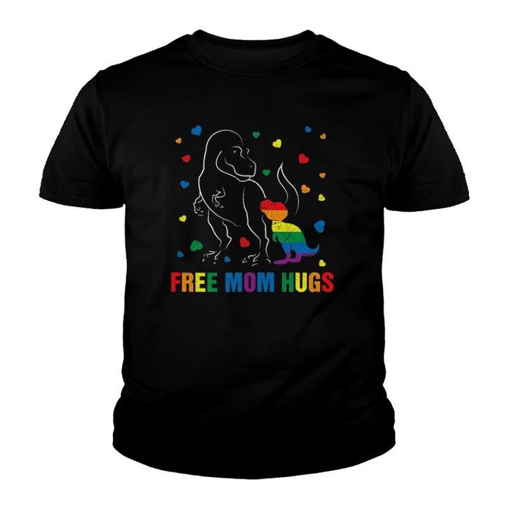 Womens Free Mom Hugs Mama Dinosaur  Lgbt Gay Pride Gift Mother Youth T-shirt