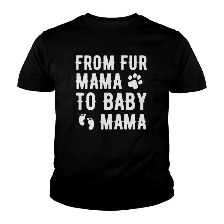 Womens From Fur Mama To Baby Mama Pregnant Dog Lover New Mom Mother Youth T-shirt