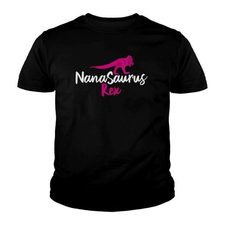 Womens Funny Grandma Mother's Day  Nana Saurus Rex Design V-Neck Youth T-shirt