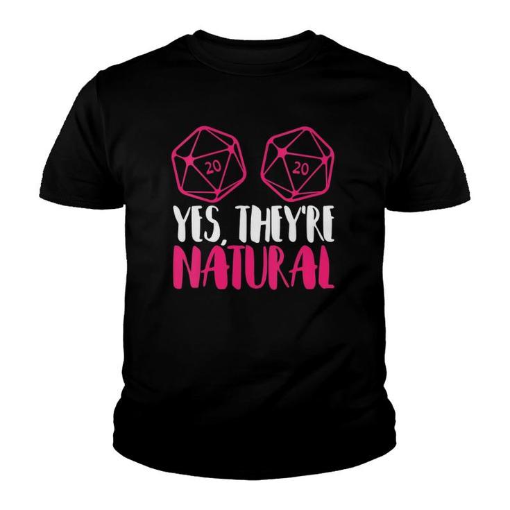 Womens Funny Rpg Nat 20 Yes, They're Natural D20 V-Neck Youth T-shirt