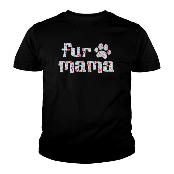 Womens Fur Mama Cute Gift For Cat Lover, Cat V-Neck Youth T-shirt