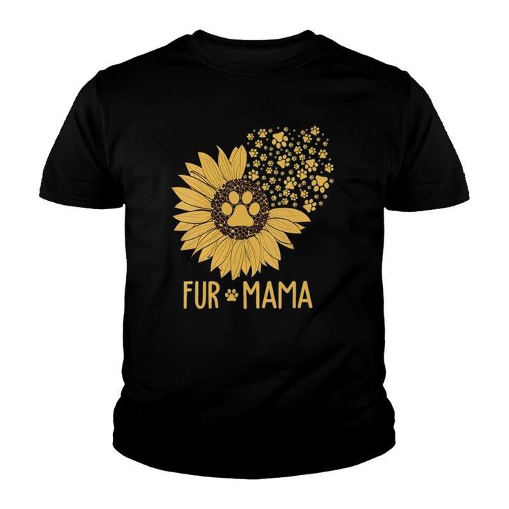Womens Fur Mama - Sunflower Dog Mom  Youth T-shirt
