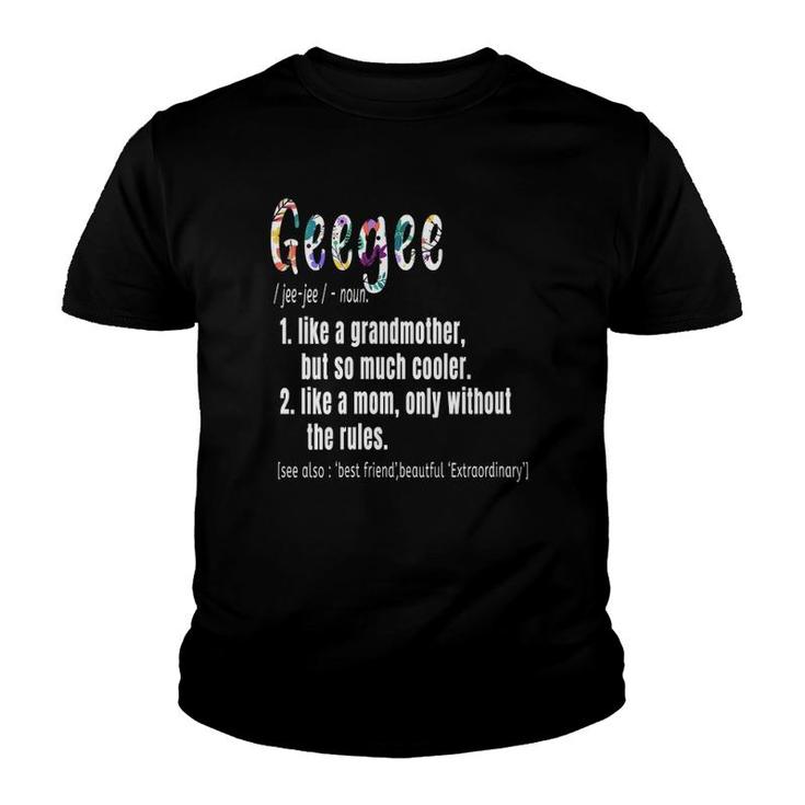 Womens Geegee Definition Mother's Day & Birthday Gift Grandmother V-Neck Youth T-shirt