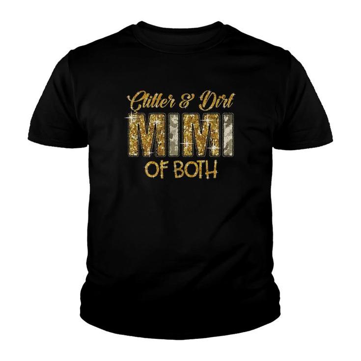 Womens Glitter And Dirt Mom Mimi Of Both Camo Mother's Day Youth T-shirt