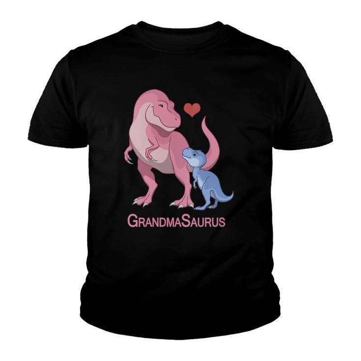 Womens Grandmasaurus Grandmother & Baby Boyrex Dinosaurs V-Neck Youth T-shirt