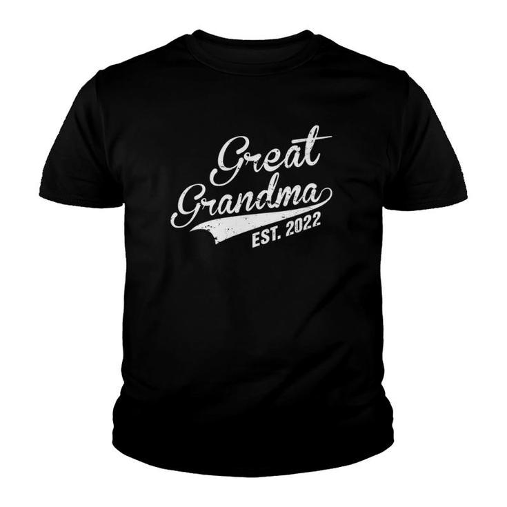 Womens Great Grandma Est 2022 First Time Great Grandmom Cool Gift  Youth T-shirt