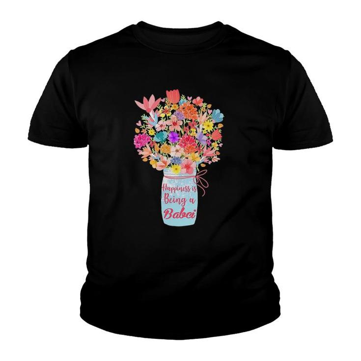 Womens Happiness Is Being A Babci Flower Grandma Mother's Day Youth T-shirt