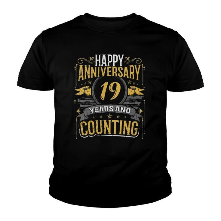 Womens Happy Anniversary Gift 19 Years And Counting V-Neck Youth T-shirt