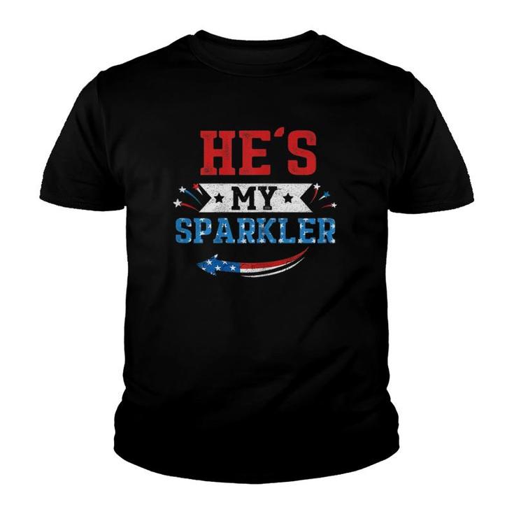 Womens He's My Sparkler Hers And His 4Th Of July Matching Couples Youth T-shirt