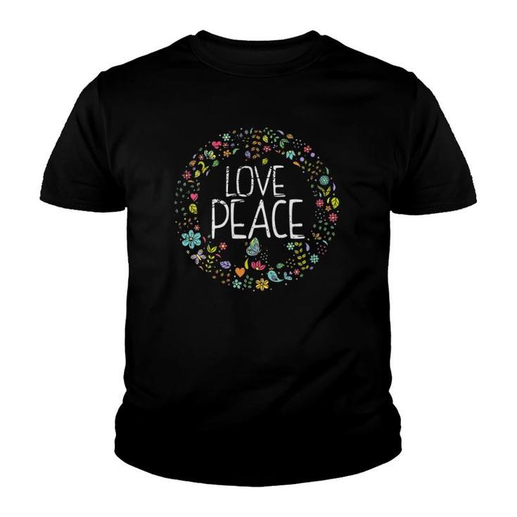 Womens Hippie Love Hope Faith Joy Kindness Peace  Youth T-shirt