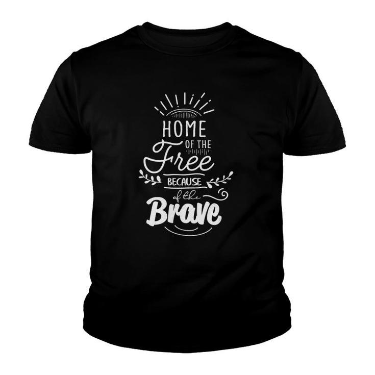 Womens Home Of The Free Because Of The Brave V-Neck Youth T-shirt