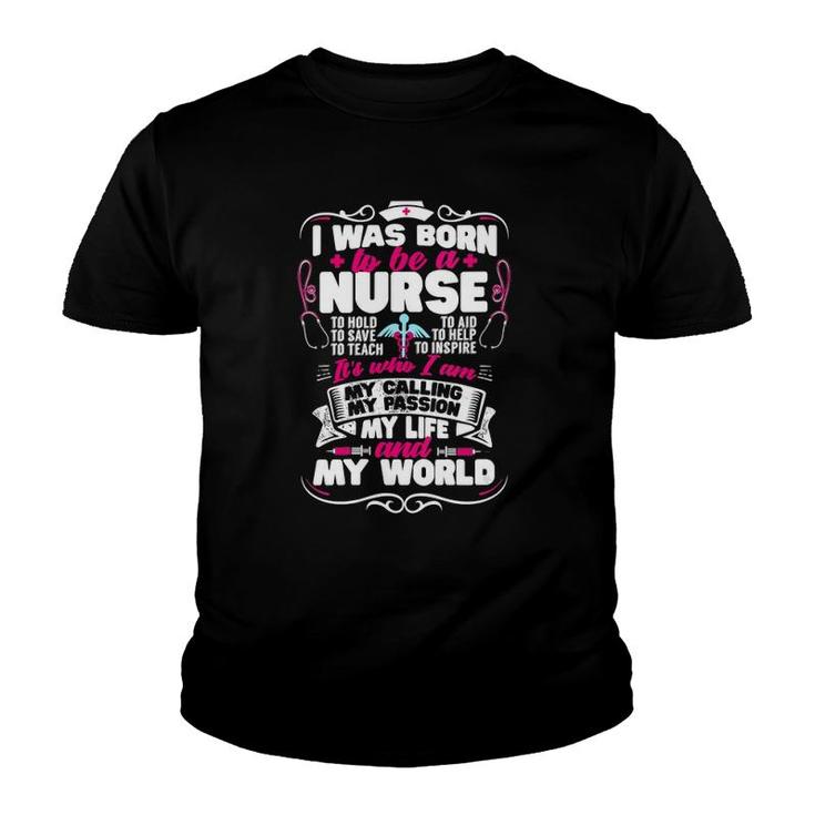 Womens I Was Born To Be A Nurse Cool Health Care Nursing Gift V-Neck Youth T-shirt
