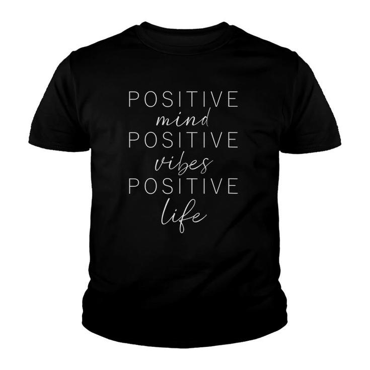 Womens Inspiring Quote Positive Mind Vibes Life Good Happy Message V-Neck Youth T-shirt