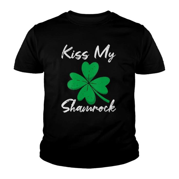 Womens Irish Lucky Leprechaun St Patrick's Day Kiss My Shamrock Youth T-shirt