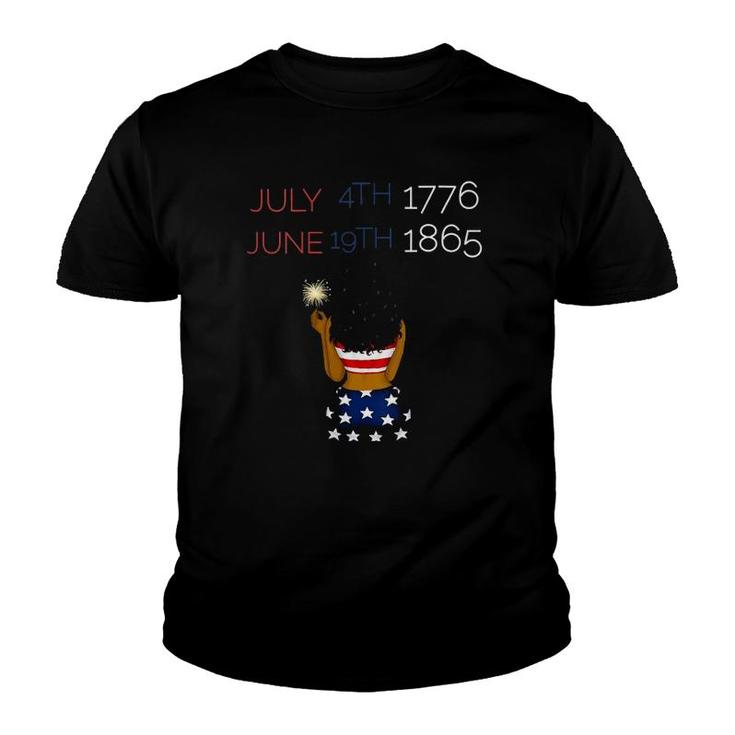 Womens Juneteenth 4Th Of July Black Pride Independence Graphic V-Neck Youth T-shirt