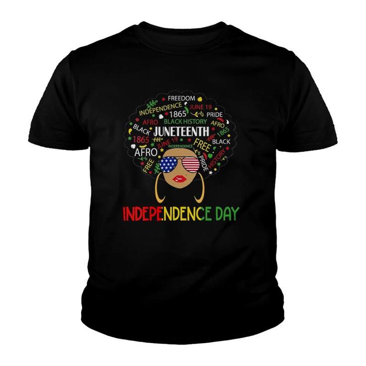 Womens Juneteenth Is My Independence Day Black Women 4Th Of July V-Neck Youth T-shirt