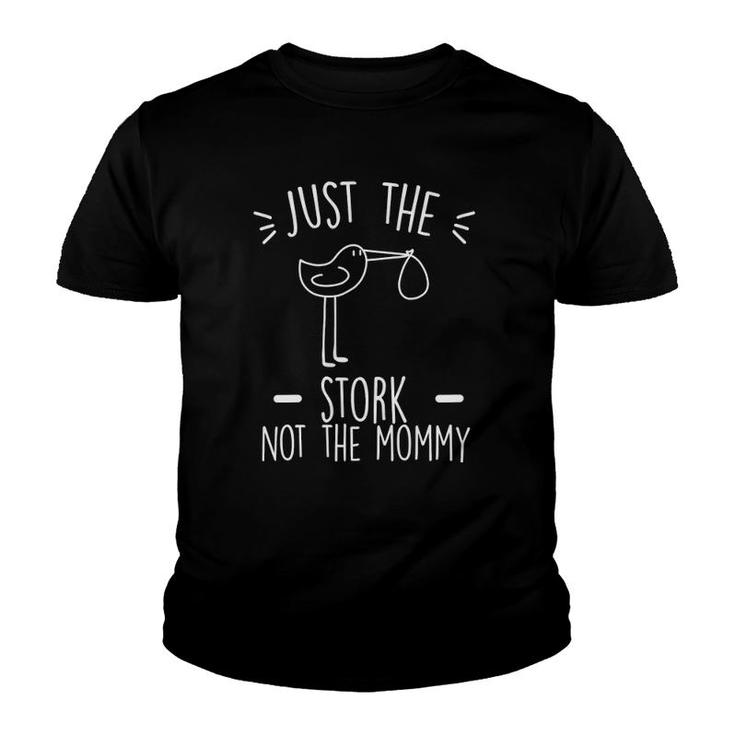 Womens Just The Stork Not The Mommy Surrogacy Pregnancy Reveal V-Neck Youth T-shirt