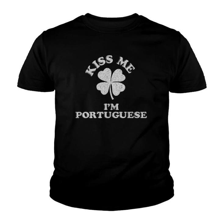Womens Kiss Me I'm Portuguese  Demonym For Portugal V-Neck Youth T-shirt
