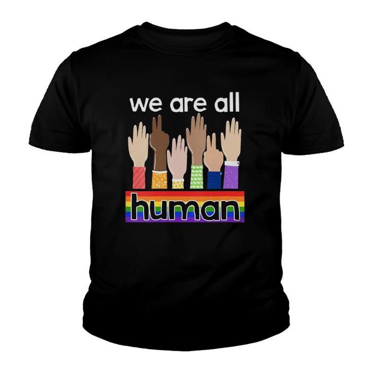 Womens Lgbtq We Are All Human V-Neck Youth T-shirt