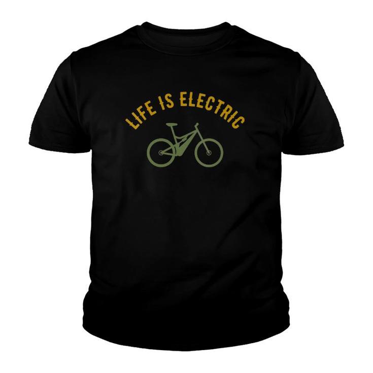 Womens Life Is Electric E-Bike Youth T-shirt