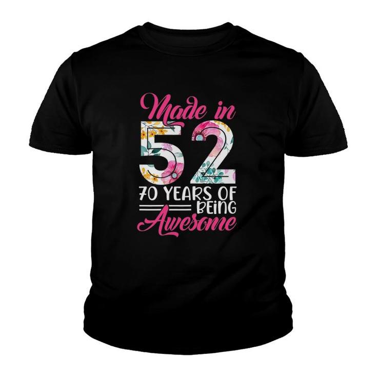 Womens Made In 52 Awesome 70 Years Old Birthday Party Costume Women Youth T-shirt
