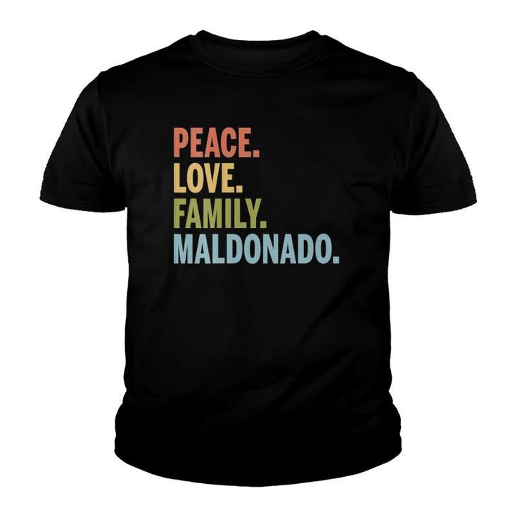 Womens Maldonado Last Name Peace Love Family Matching V-Neck Youth T-shirt