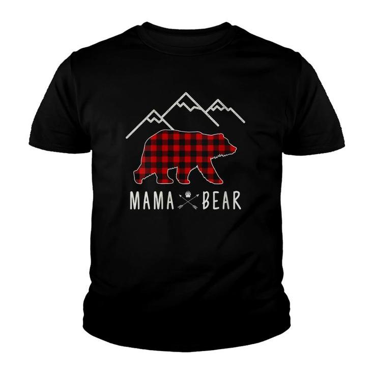 Womens Mama Bear Gift - Buffalo Plaid Mama Bear Youth T-shirt