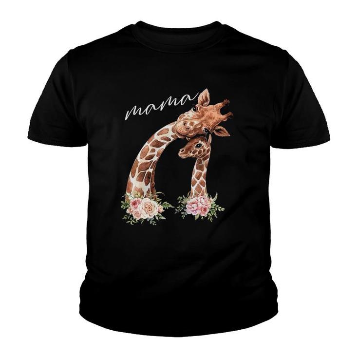 Womens Mama Giraffe  New Mom Mommy Gift For Mother's Day Youth T-shirt