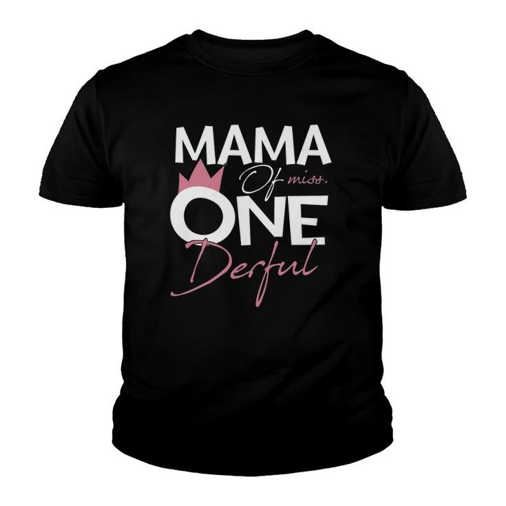 Womens Mama Of Miss Onederful 1St Birthday Girl Party Matching Youth T-shirt
