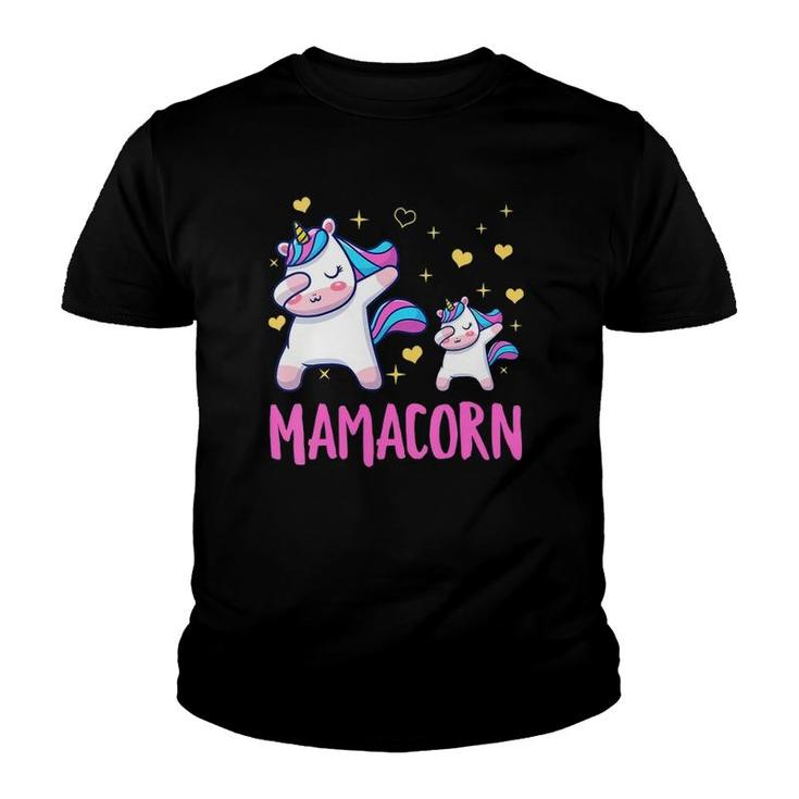 Womens Mamacorn Mom And Baby Funny Dabbing Unicorn Mommy Mother V-Neck Youth T-shirt