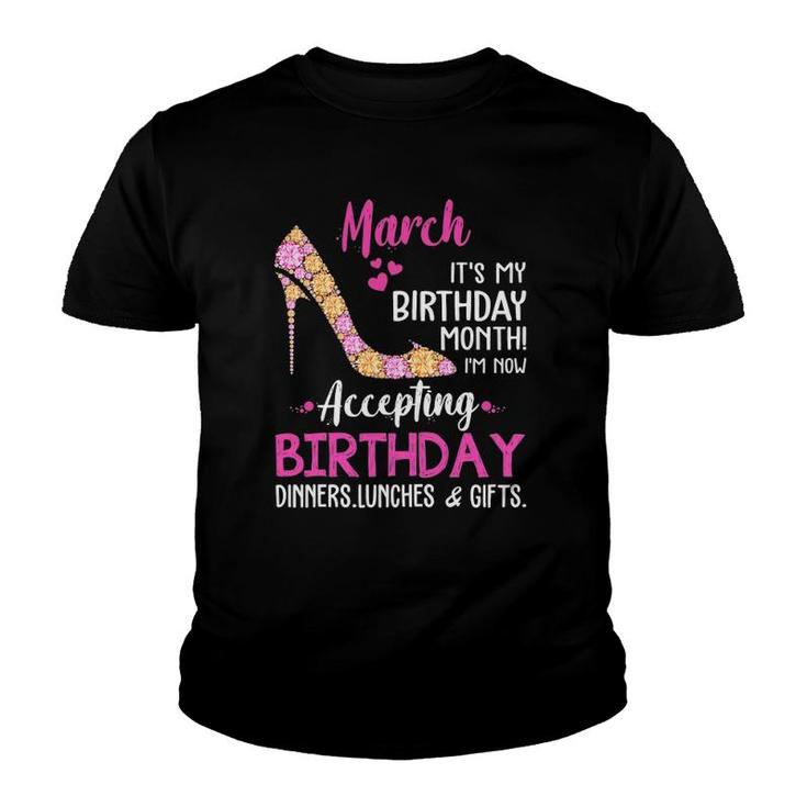 Womens March It's My Birthday Monthwomen Mom Wife Gifts Youth T-shirt