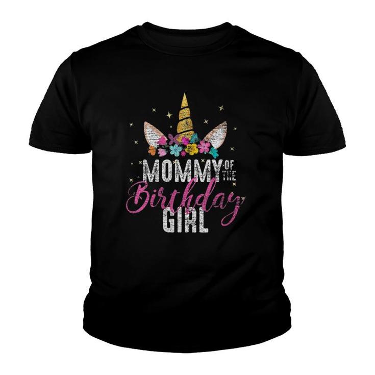 Womens Mommy Of The Birthday Girl Mother Gift Unicorn Birthday Youth T-shirt