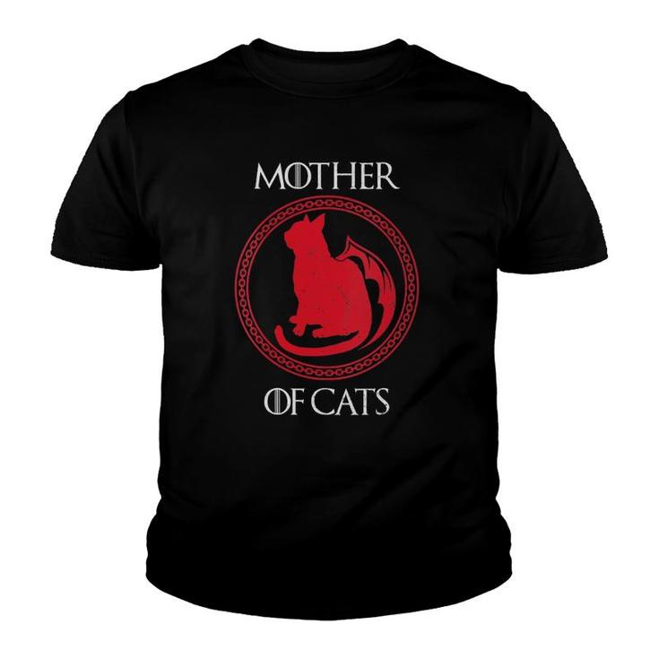 Womens Mother Of Cats Kitten Funny Mama Mom My Animal Pet Lover V-Neck Youth T-shirt