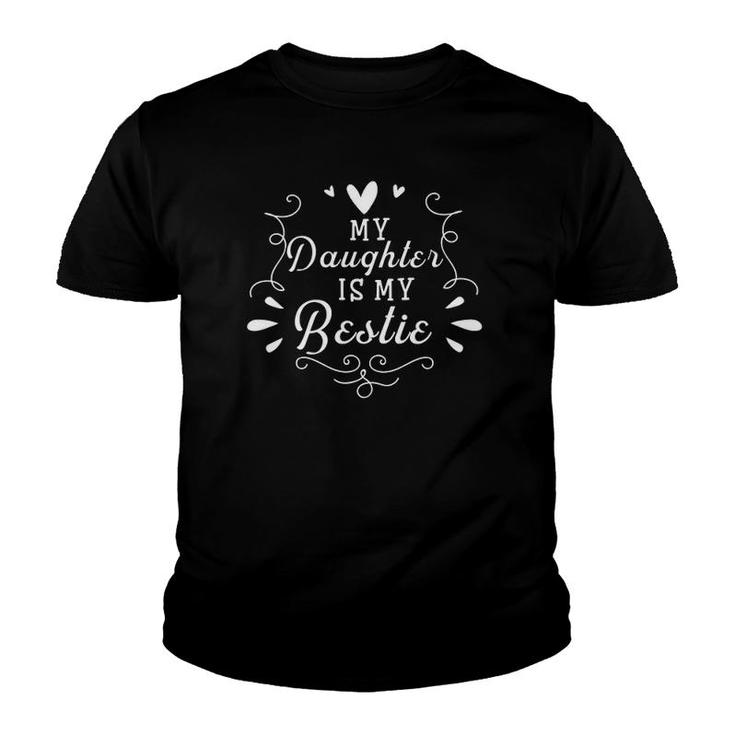 Womens My Daughter Is My Bestie Cute Matching For Mom V-Neck Youth T-shirt
