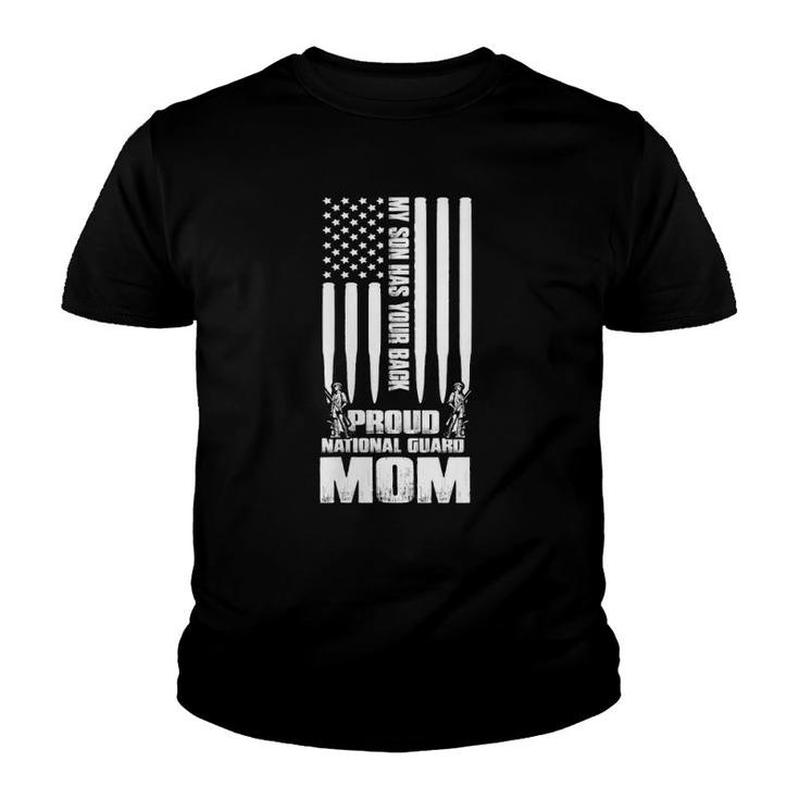 Womens My Son Has Your Back Proud National Guard Mom Army Mom V Neck Youth T-shirt