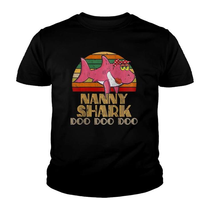 Womens Nanny Shark Doo Doo Matching Family Mother's Day Raglan Baseball Tee Youth T-shirt